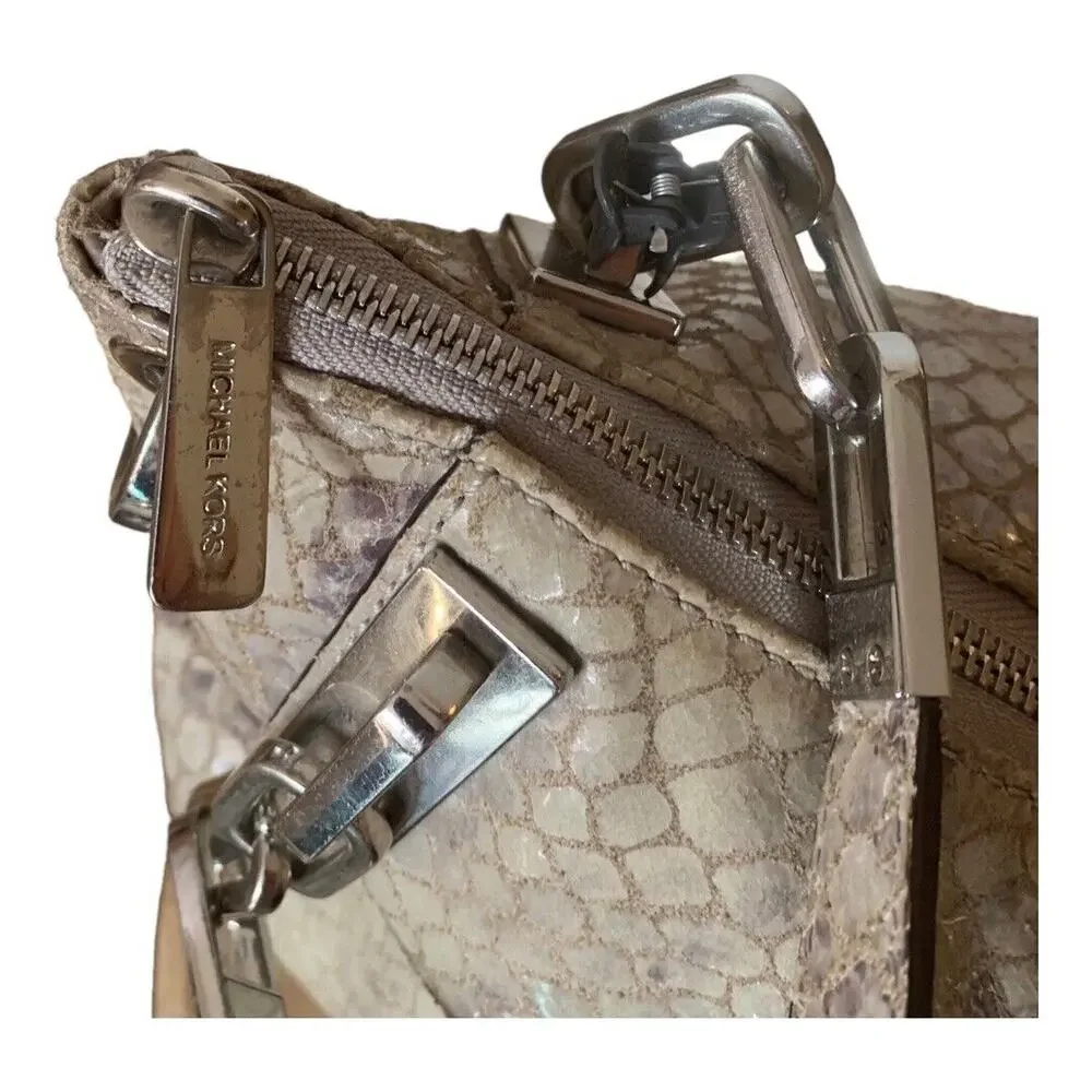 MICHAEL Michael Kors Natural Embossed Python Leather Tote Bag.